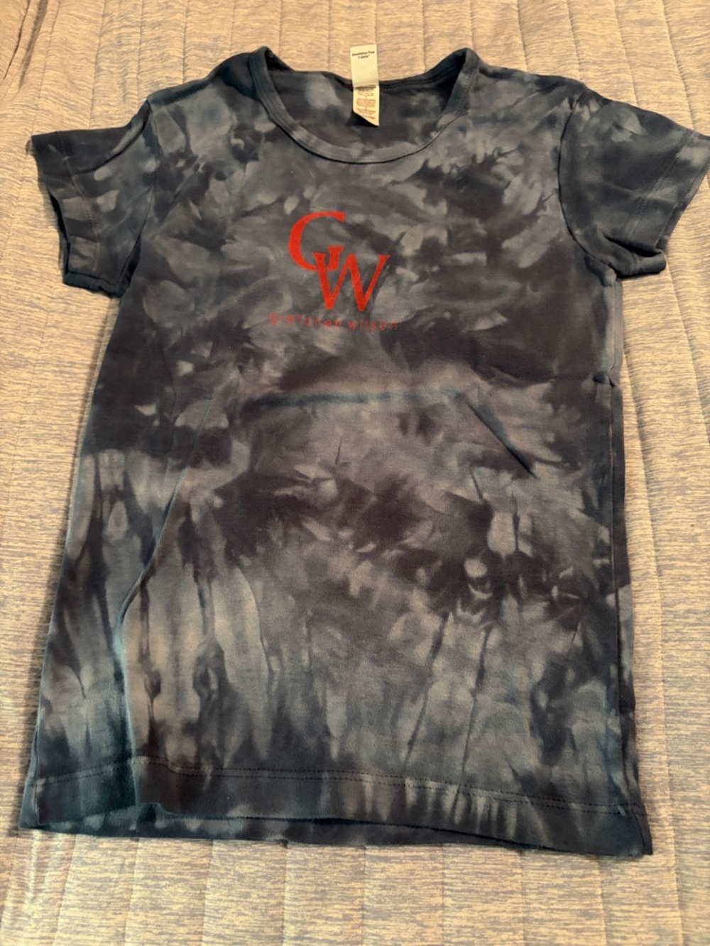 American Apparel Marbled Blue Tie-Dye Tee with Red Gretchen Wilson Logo